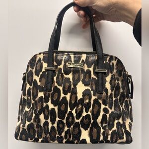 kate spade Leopard Print Dome Satchel - Black and Brown